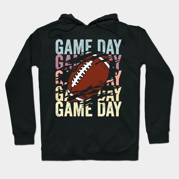 Game Day Football Vintage Sunset Colors Ripped Distressed Hoodie by DetourShirts